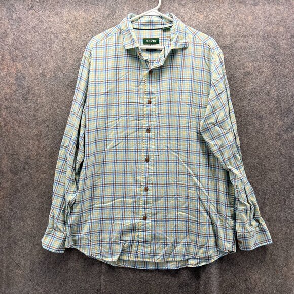 Orvis Other - Orvis Shirt Men Large Adult White Yellow Blue Button Down Preppy Cotton Check